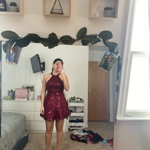 sequin maroon dress
